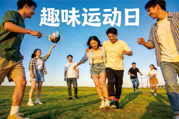 社交化团体运动 - 朋友们一起参加趣味运动活动