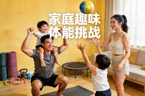 家庭亲子趣味运动游戏 - 父母与孩子在家中进行互动体能锻炼