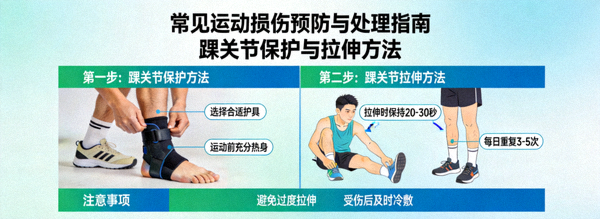 常见运动损伤预防与处理指南 - 图示踝关节保护与拉伸方法