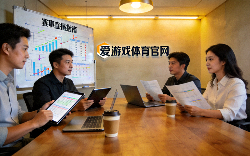 爱游戏体育官网团队讨论赛事直播指南内容 - 团队成员在会议室分析赛事数据