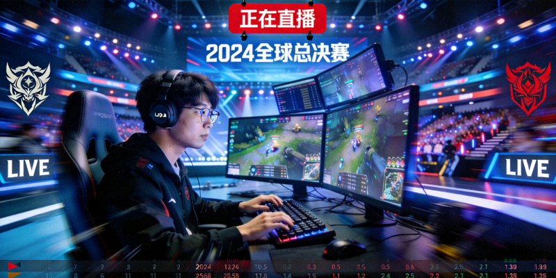 热门电子竞技比赛直播画面 - 选手在比赛中专注操作