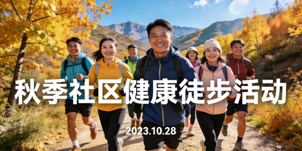 秋季社区健康徒步活动合影 - 参与者在山间小径上笑容满面
