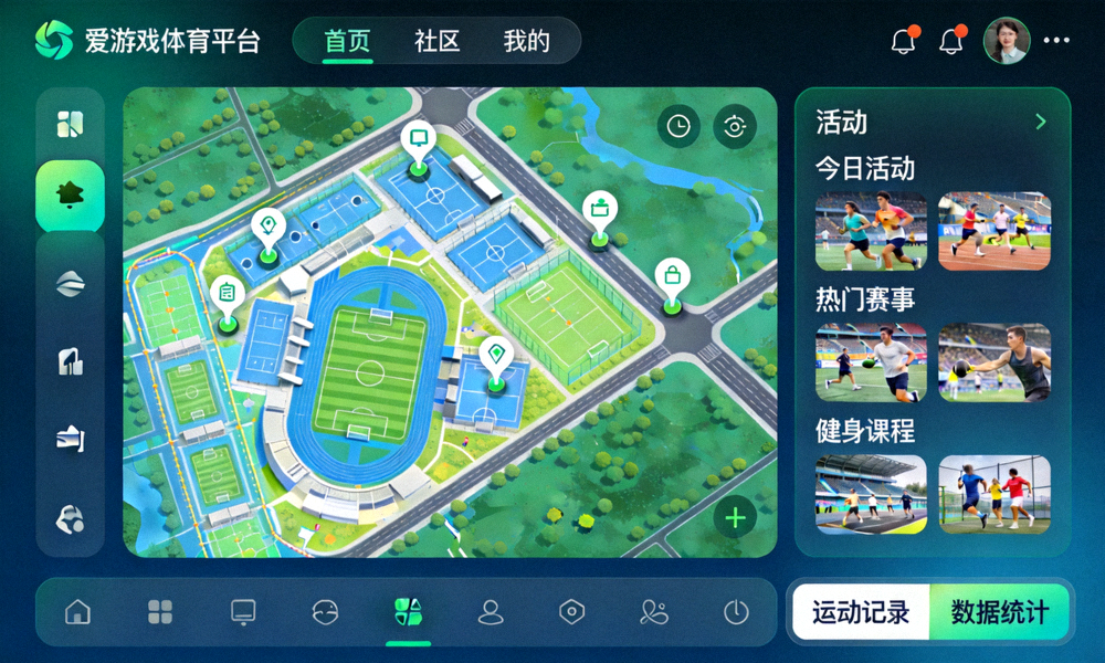 爱游戏体育平台APP界面展示社区运动地图和活动 - 数字化工具服务社区健身