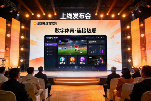 爱游戏体育官网上线发布会现场 - 大屏幕展示平台界面与理念
