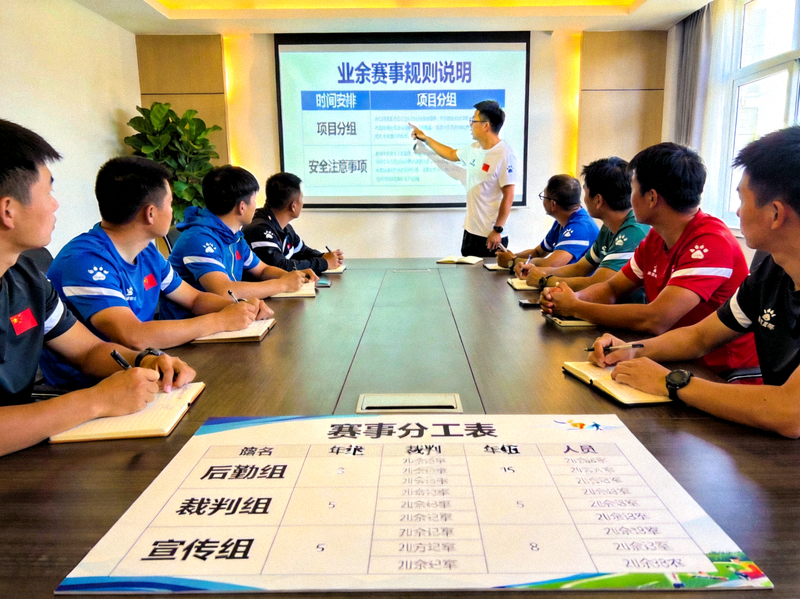 业余赛事组织与参与场景 - 活动前进行规则说明与分工交流
