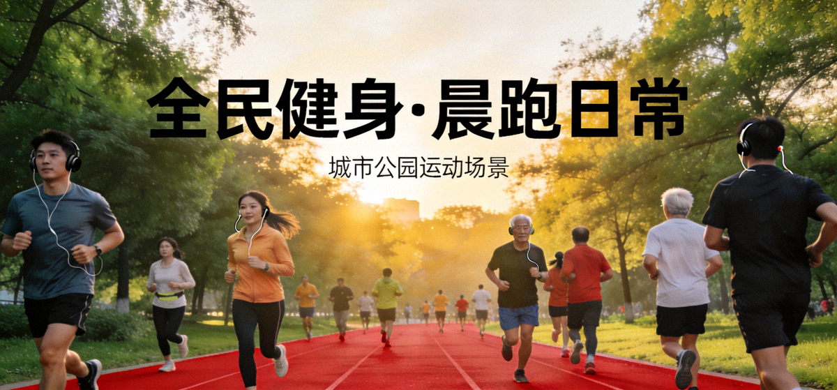 城市公园中晨跑的人群 - 全民健身新风尚下的日常运动场景