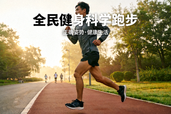 晨光中在公园步道慢跑的健身者 - 全民健身科学跑步场景