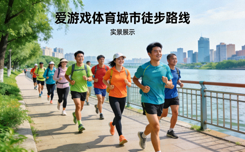 徒步爱好者沿河滨步道行走 - 爱游戏体育城市徒步路线实景展示