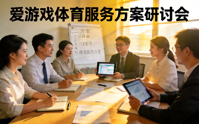 爱游戏体育团队成员围坐讨论体育服务方案的会议场景