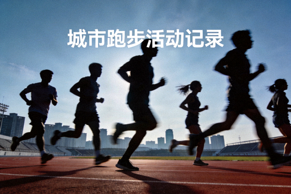田径跑道上跑步的运动员剪影 - 城市跑步活动记录