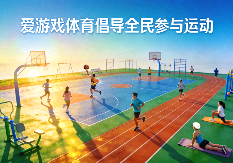 阳光下的运动场地与健身人群 - 爱游戏体育倡导全民参与运动