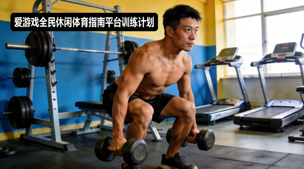 运动者在健身房内进行力量训练，参考爱游戏全民休闲体育指南平台训练计划