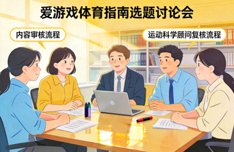 爱游戏体育指南内容团队围坐讨论选题 - 内容审核与运动科学顾问复核流程