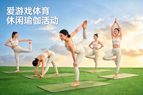 参与者在户外垫子上进行瑜伽伸展练习 - 爱游戏体育休闲瑜伽活动