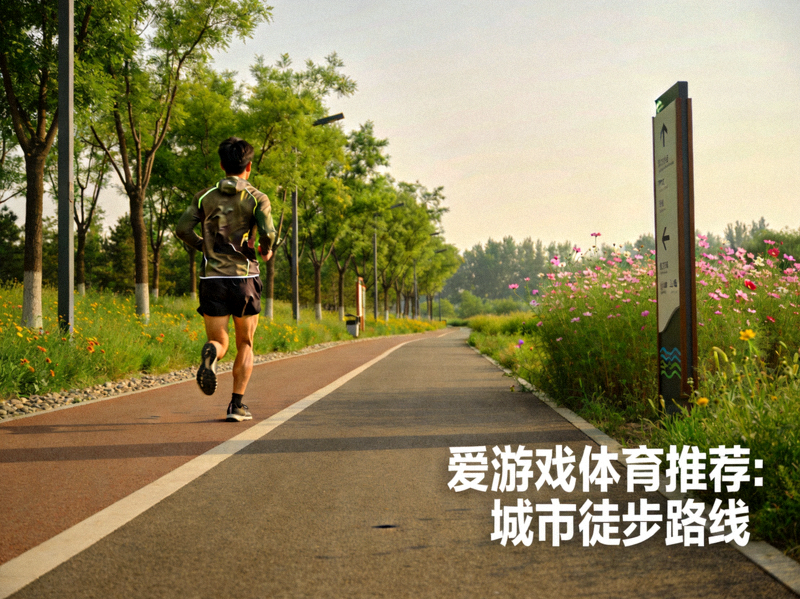 徒步者在城市近郊步道上慢跑前行 - 爱游戏体育推荐的城市徒步路线实景