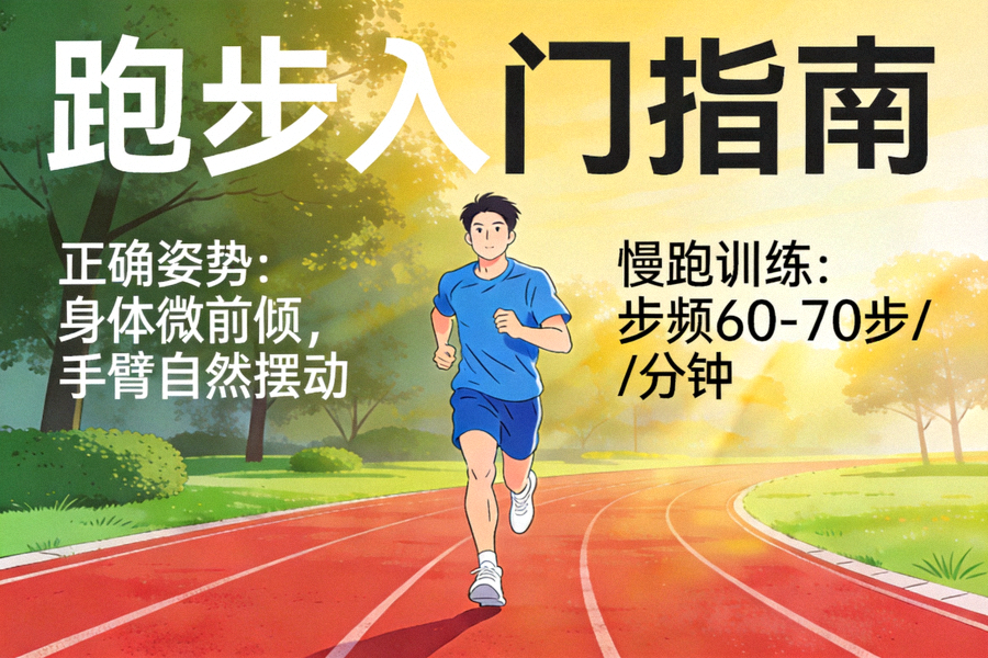 跑步入门指南 - 跑者在清晨公园跑道上进行慢跑训练